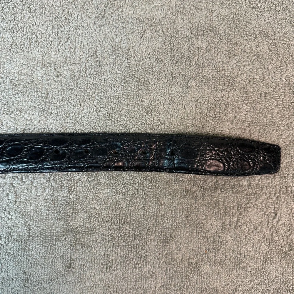 Carmina Shoemaker Black Crocodile Embossed Leather Belt Sz 40 100 Made in Spain
